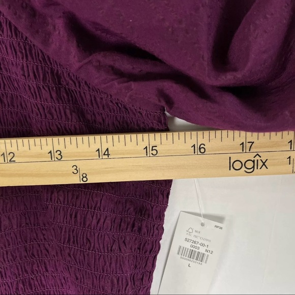 Old Navy Womens Seersucker Smocked Babydoll Blouse Peplum Peasant Large Purple - Picture 12 of 14